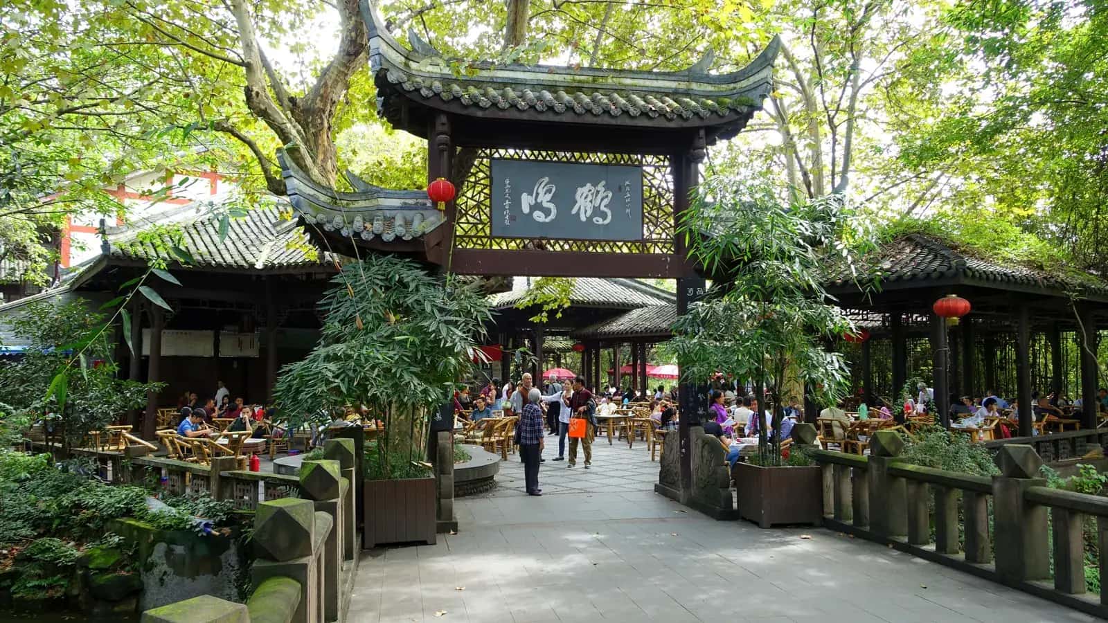 Teahouse culture in a Chengdu park.