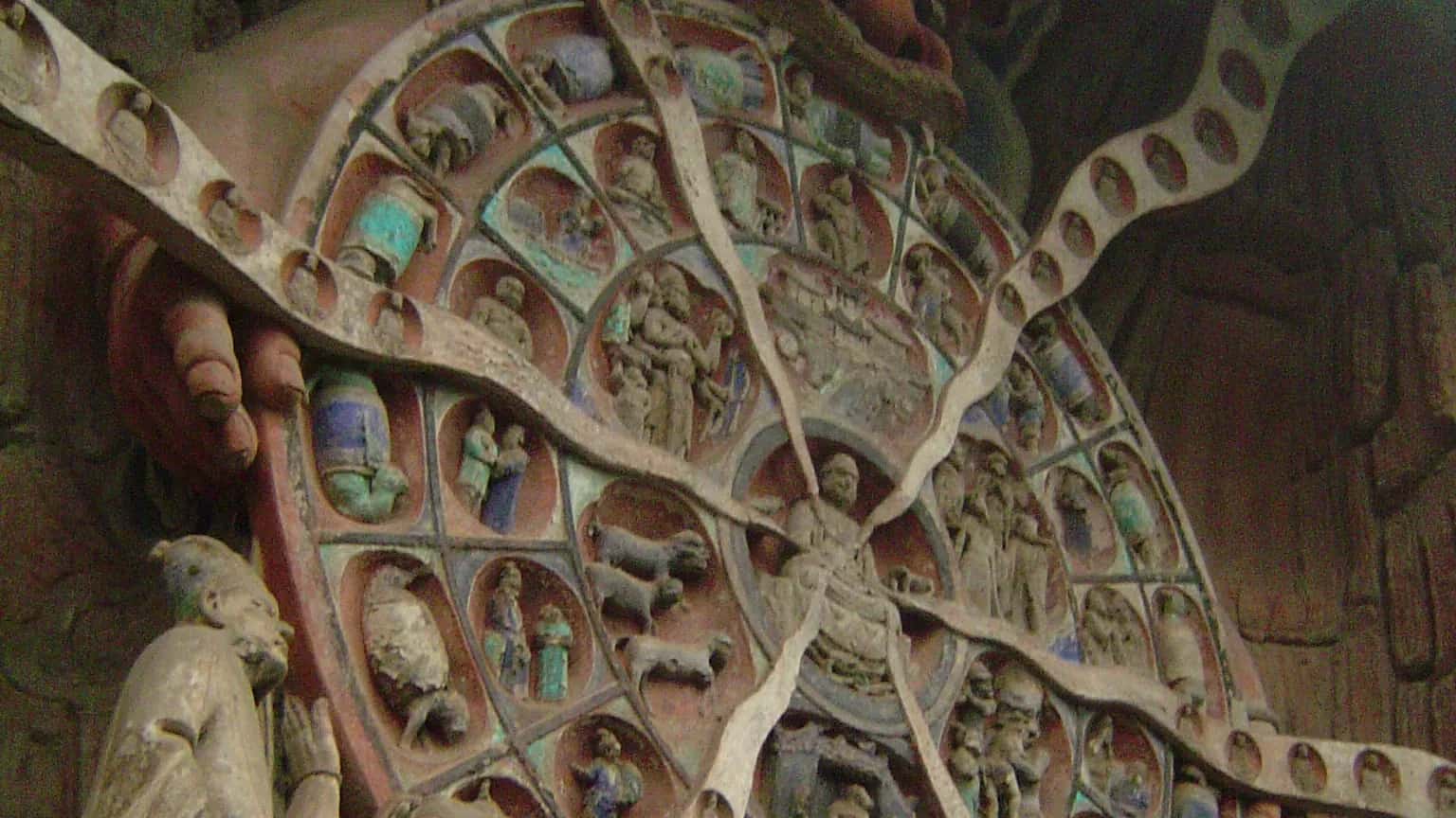 Dazu Rock Carvings Wheel of Reincarnation carving.