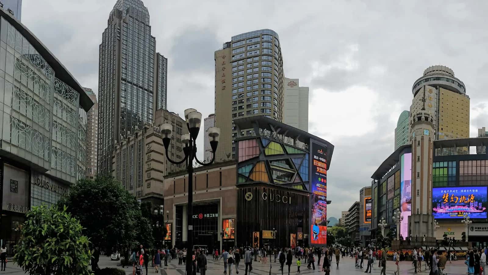 Central Chongqing near Jiefangbei, a possible food-neighborhood context.