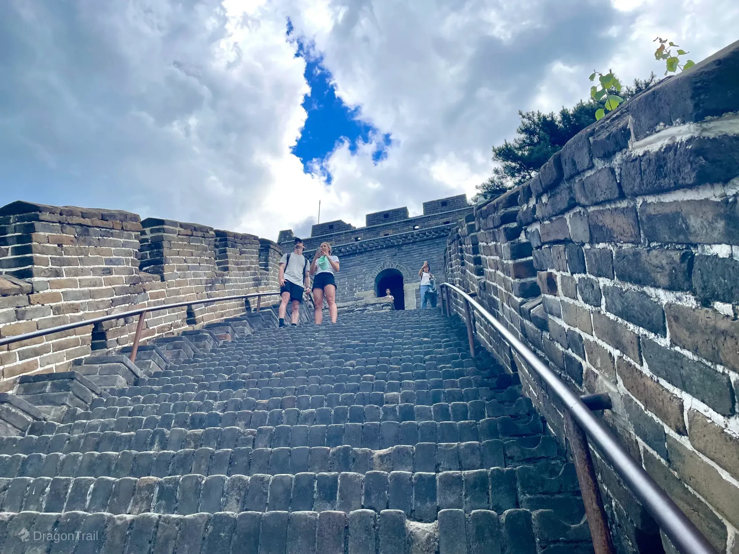 Steep stone stairs climbing toward Mutianyu Tower 2