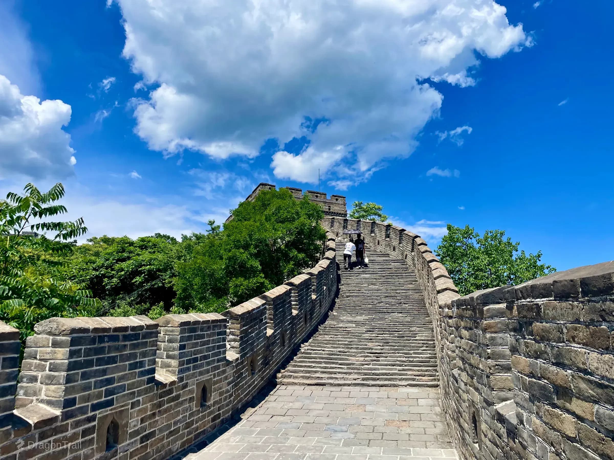 Steep stone stairs climbing toward Mutianyu Tower 9