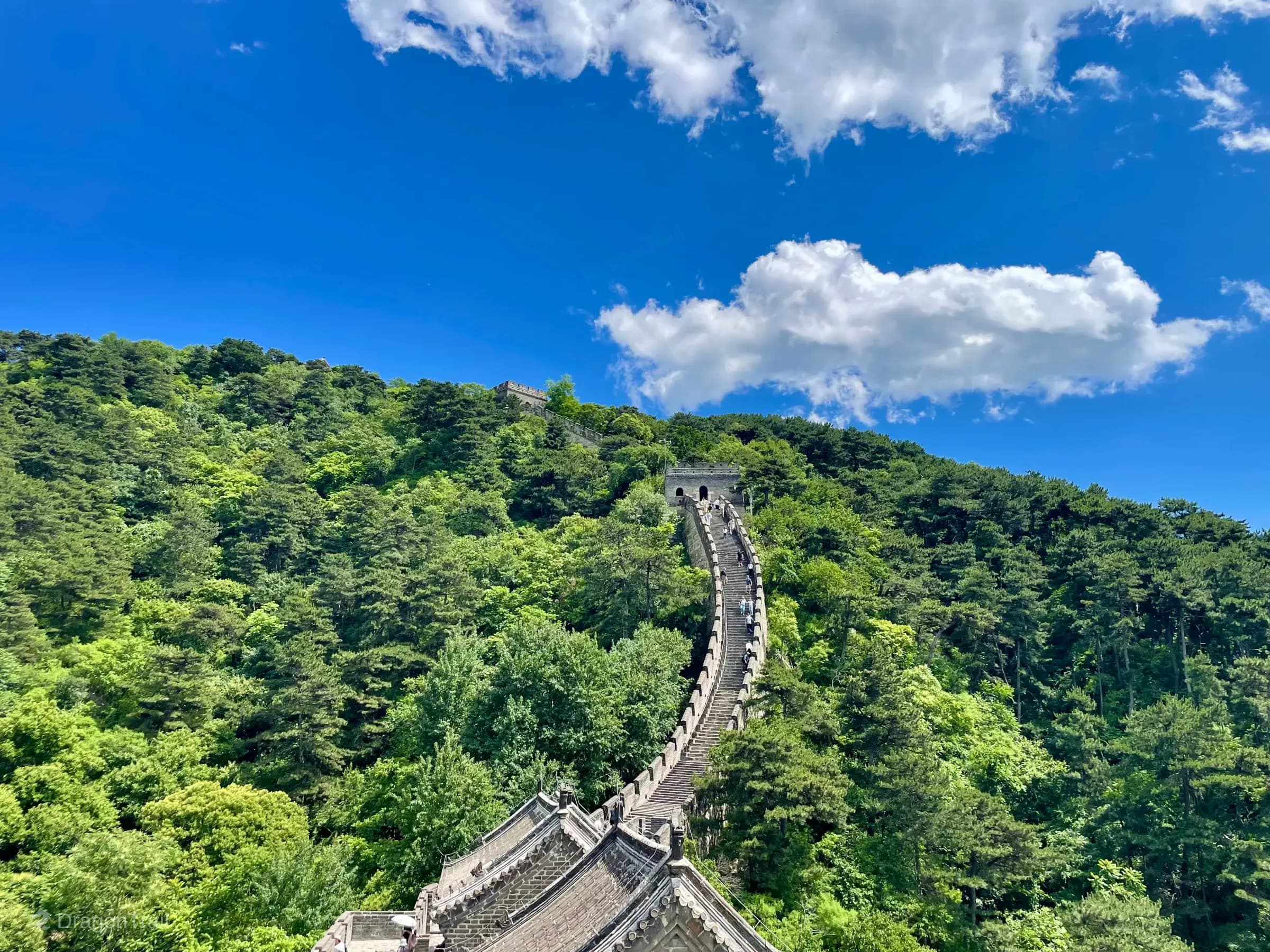 Restored Mutianyu ridge wall climbing between Towers 3 and 4