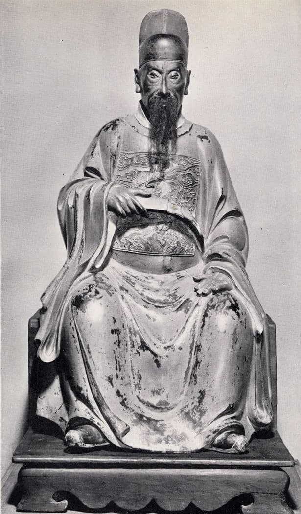 Ming dynasty painted wooden statue of a male official