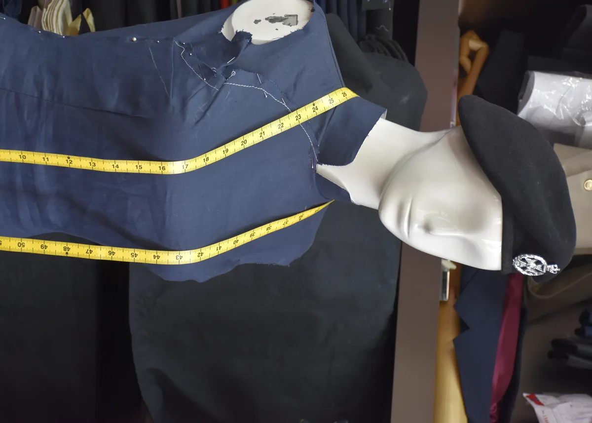 Cheongsam under construction at a tailor shop in Central, Hong Kong