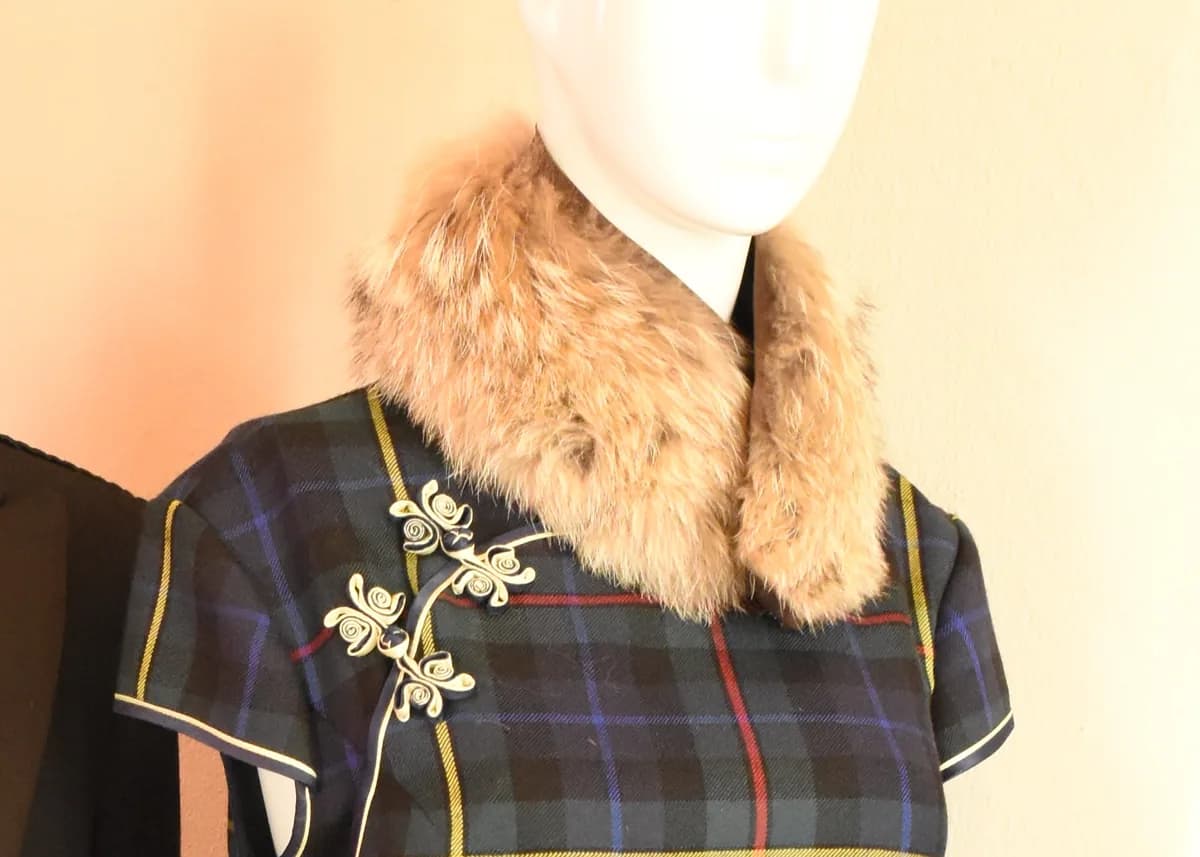 Contemporary cheongsam made from tartan fabric in Hong Kong