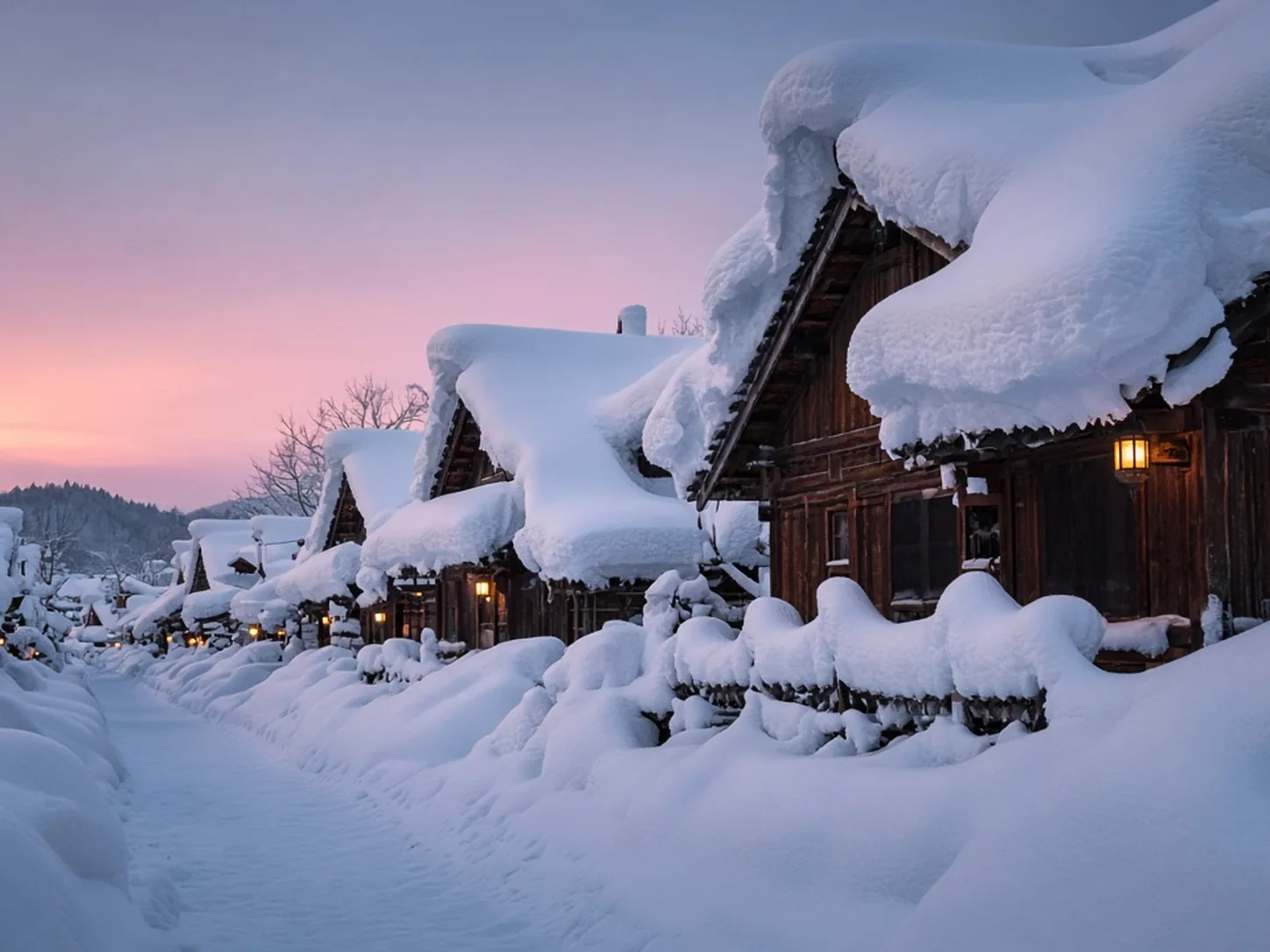 China Snow Town snow-covered houses