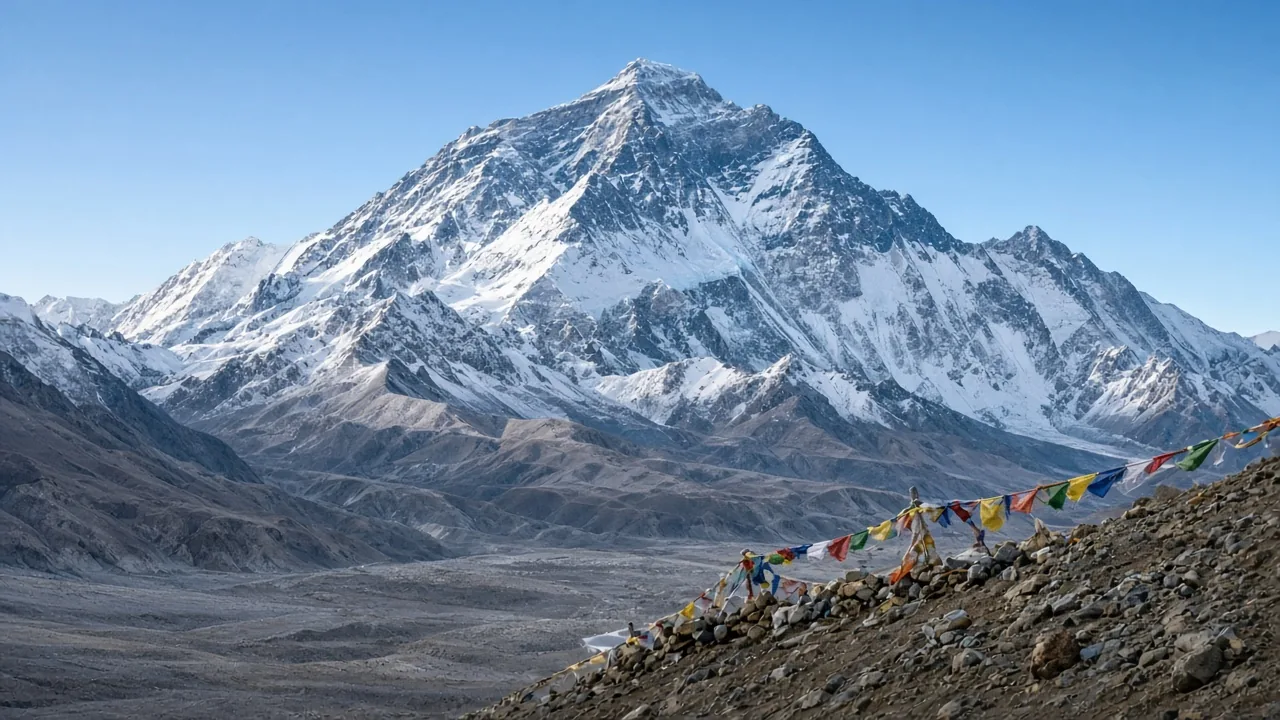 Everest north face from the Tibet side