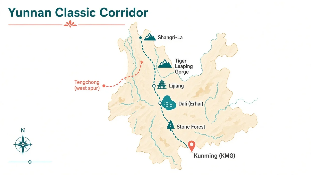 Yunnan classic corridor map