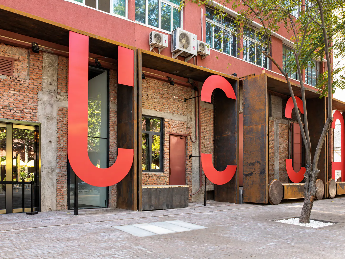 UCCA red-letter facade in Beijing’s 798 Art District.