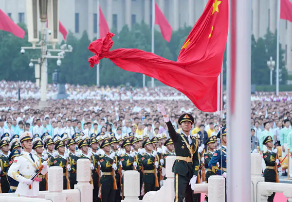 Flag-raising ceremony at Tiananmen Square in Beijing