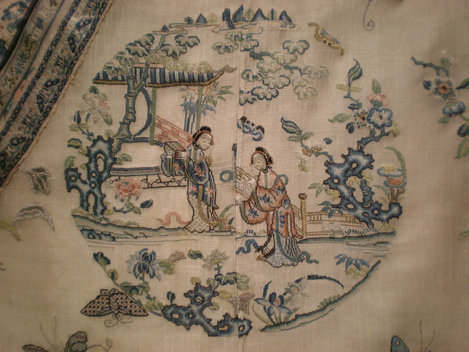 Qing silk embroidery detail from a woman’s summer robe