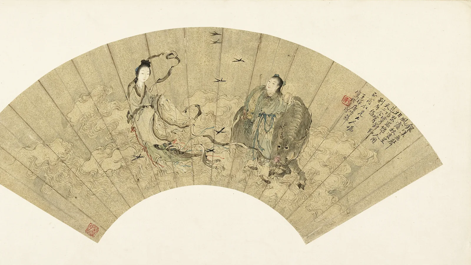 Historical Chinese painting of the Cowherd and Weaver Girl