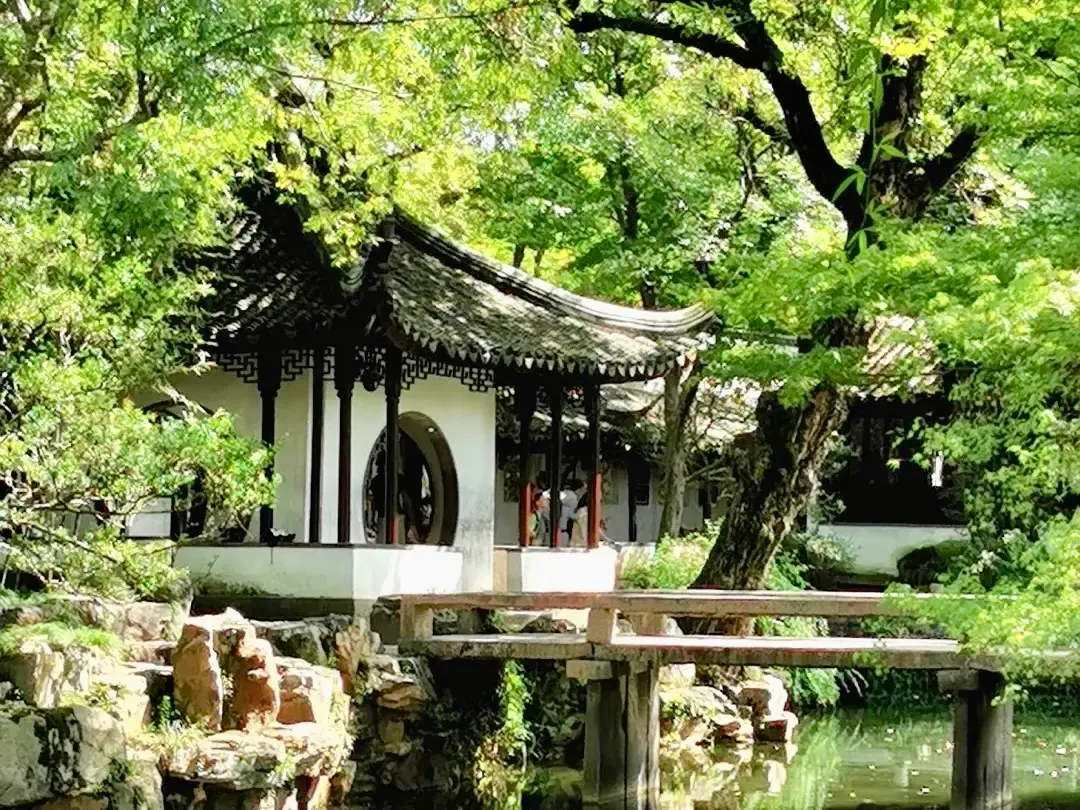 Suzhou classical garden and historic architecture near Shanghai — pavilion and rockery in the Humble Administrator's Garden