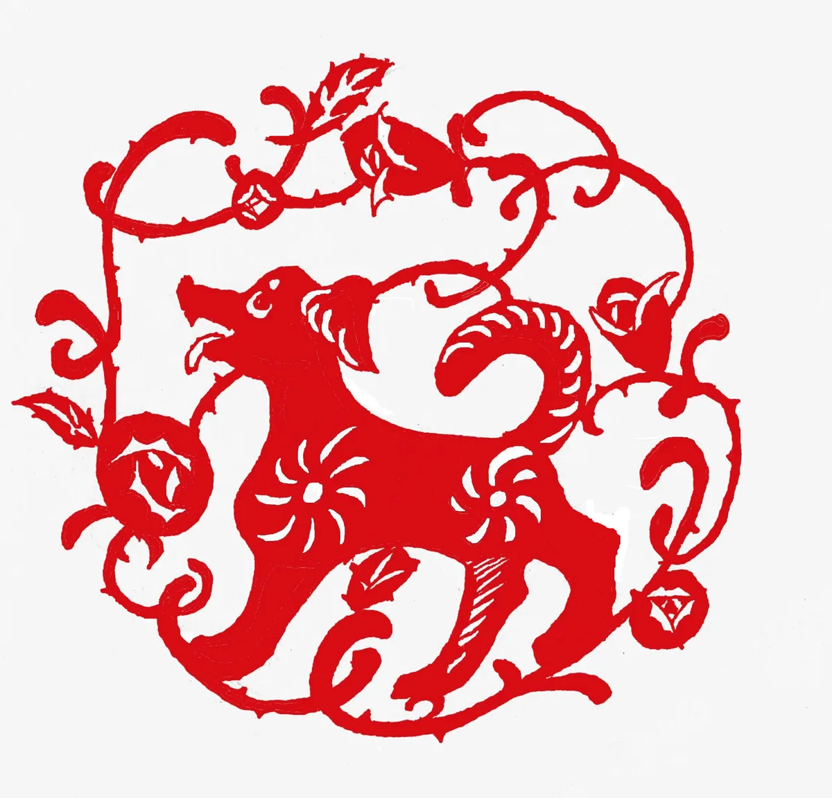 Chinese zodiac dog paper-cutting design