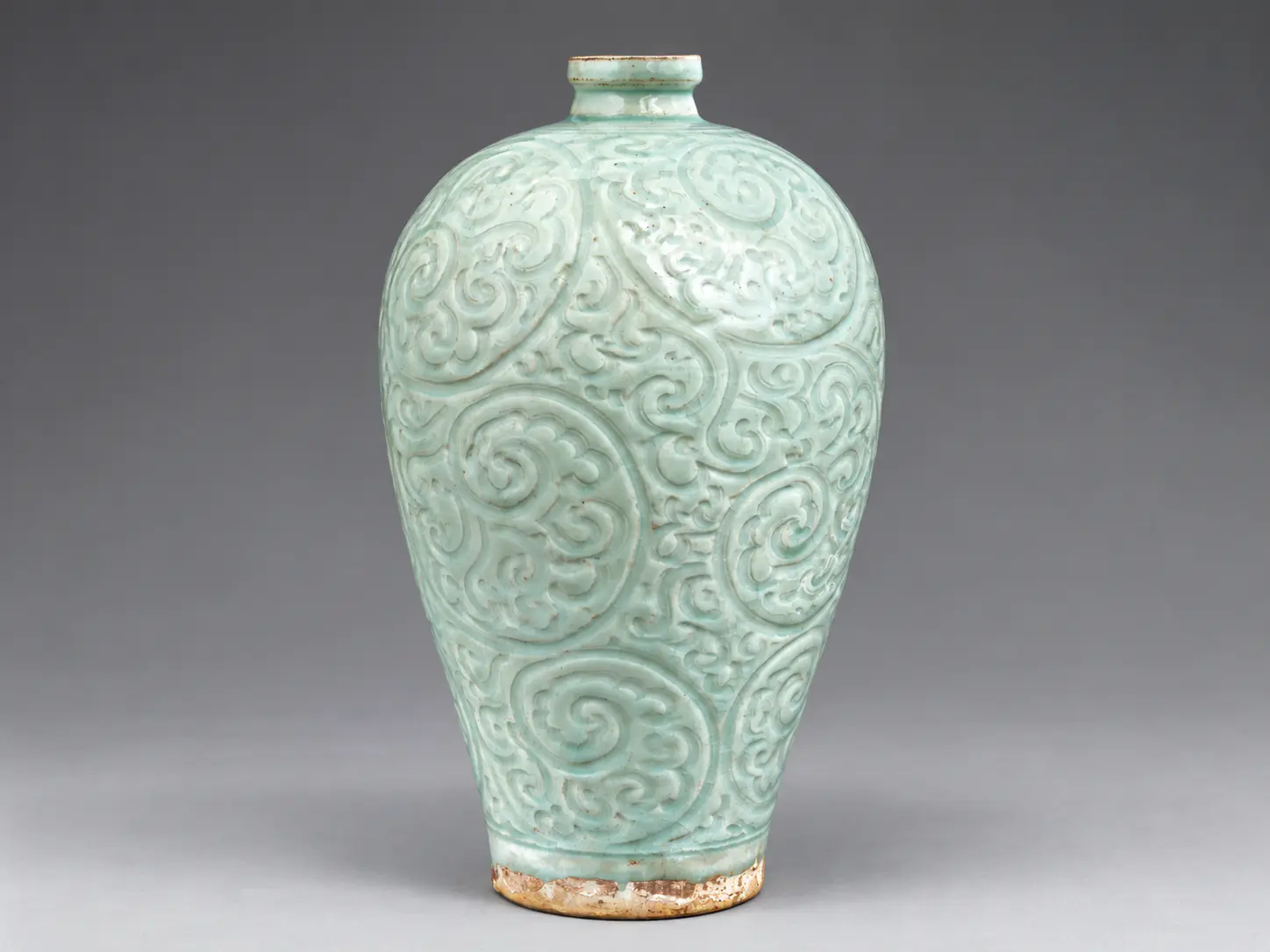 Botella de porcelana qingbai de Jingdezhen con esmalte blanco-azulado