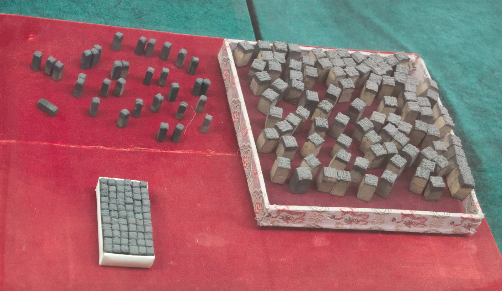 Rows of Chinese wooden movable type