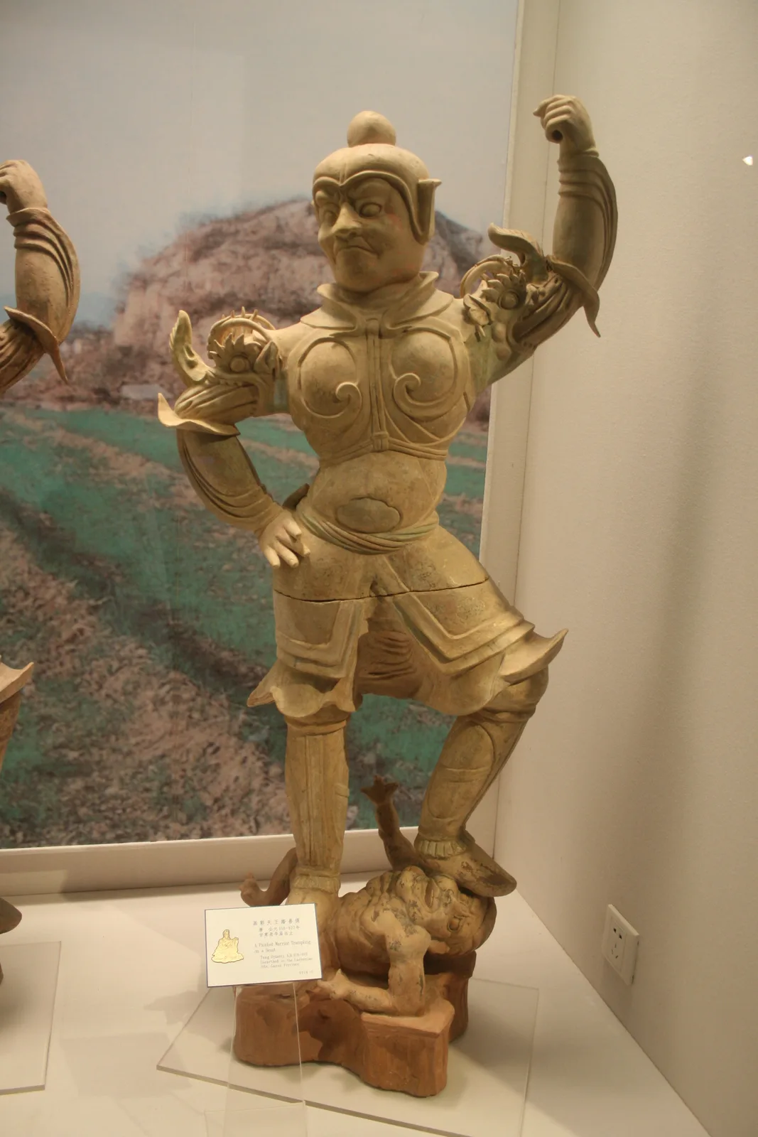 Tang dynasty painted pottery tomb warrior figure