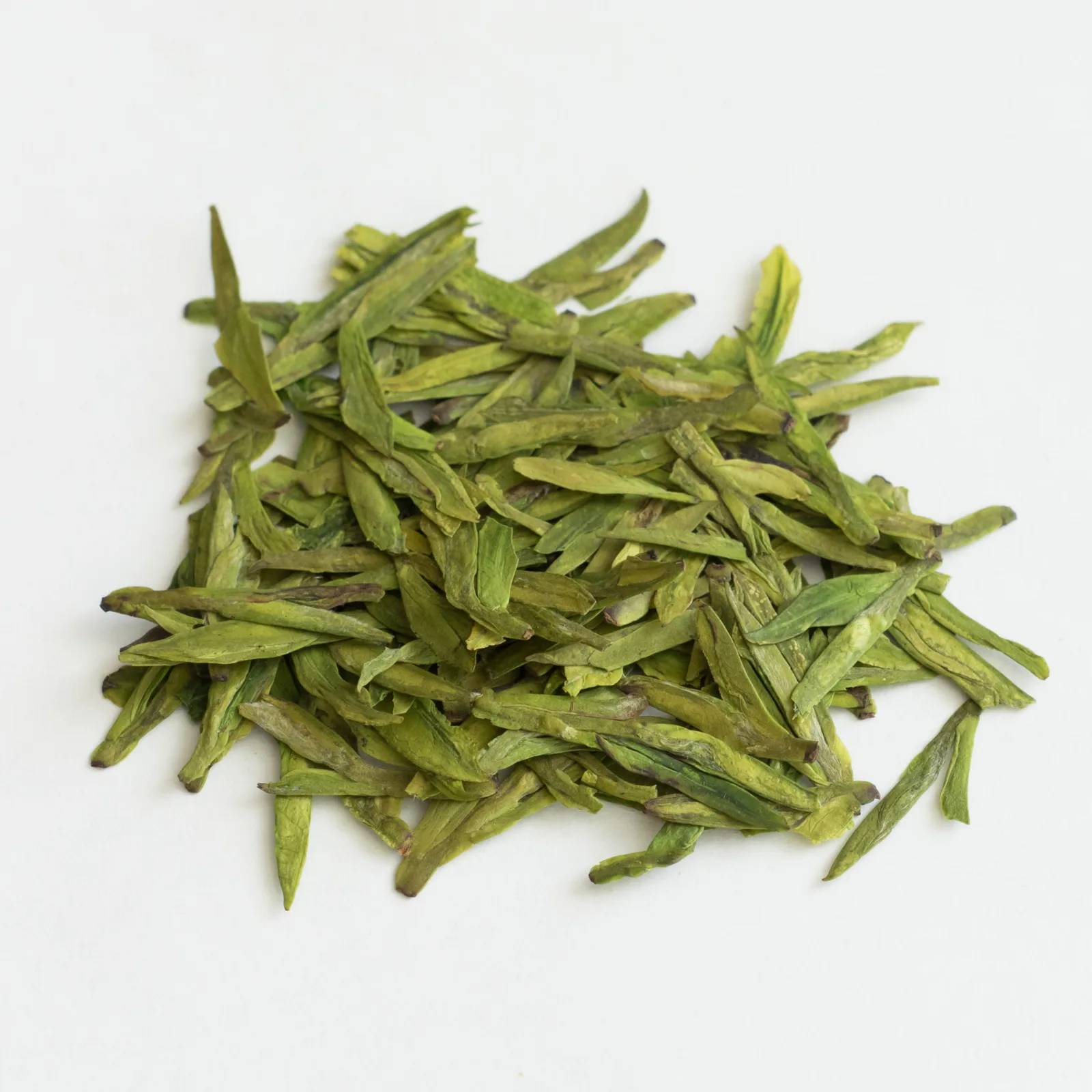 Longjing tea leaves, flat green style
