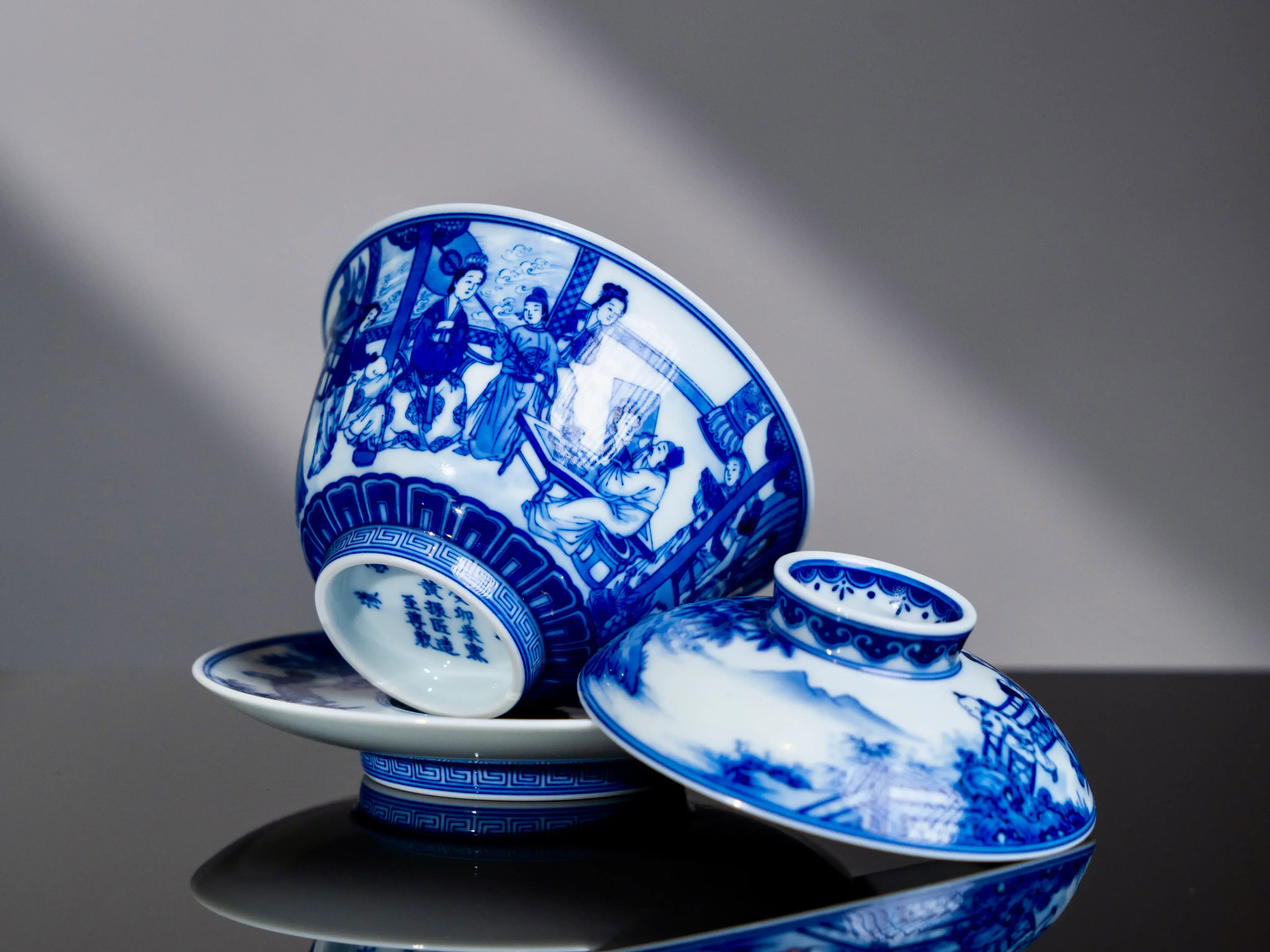 Conjunto de té chino con gaiwan y tazas