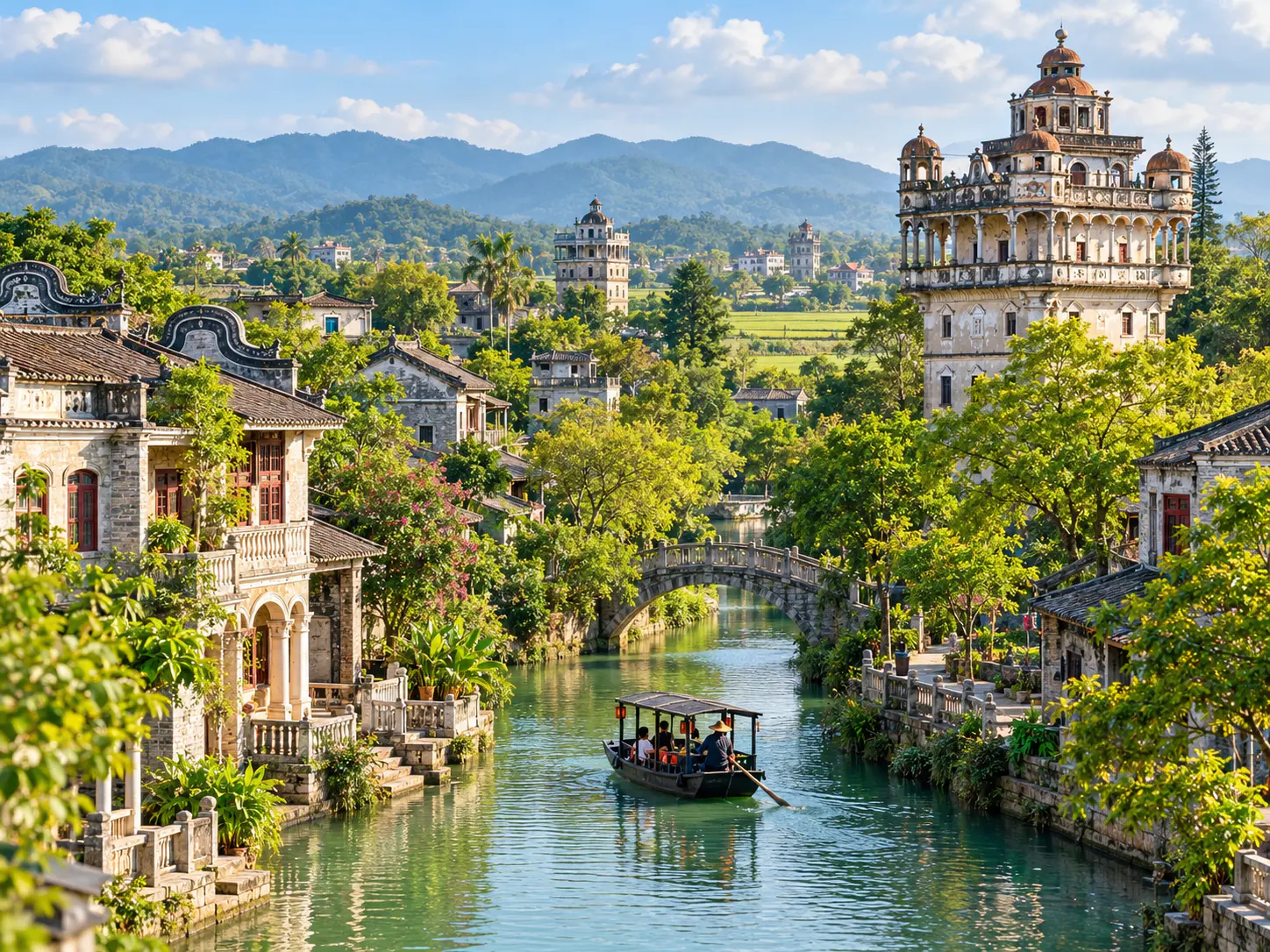 Kaiping-Diaolou-Türme und historische Dorflage in Guangdong