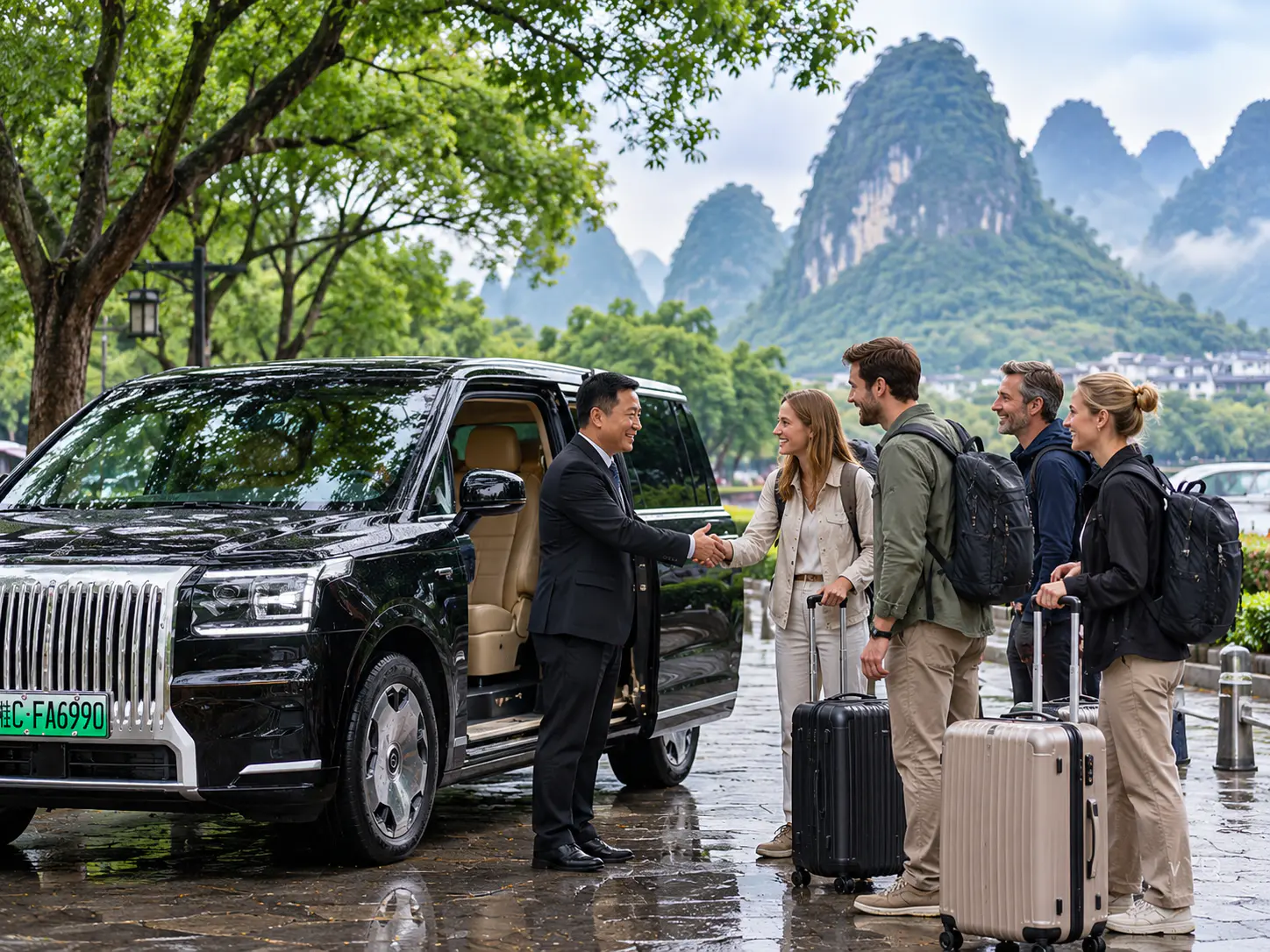 Private vehicle arranged for travelers exploring the Guilin and Yangshuo region