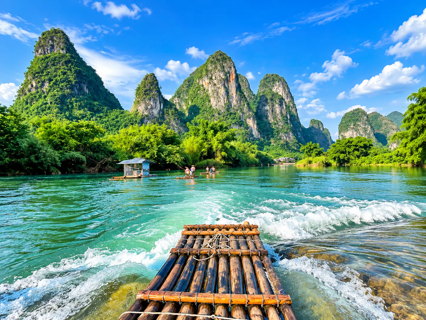 Karst countryside and river landscape near Yangshuo