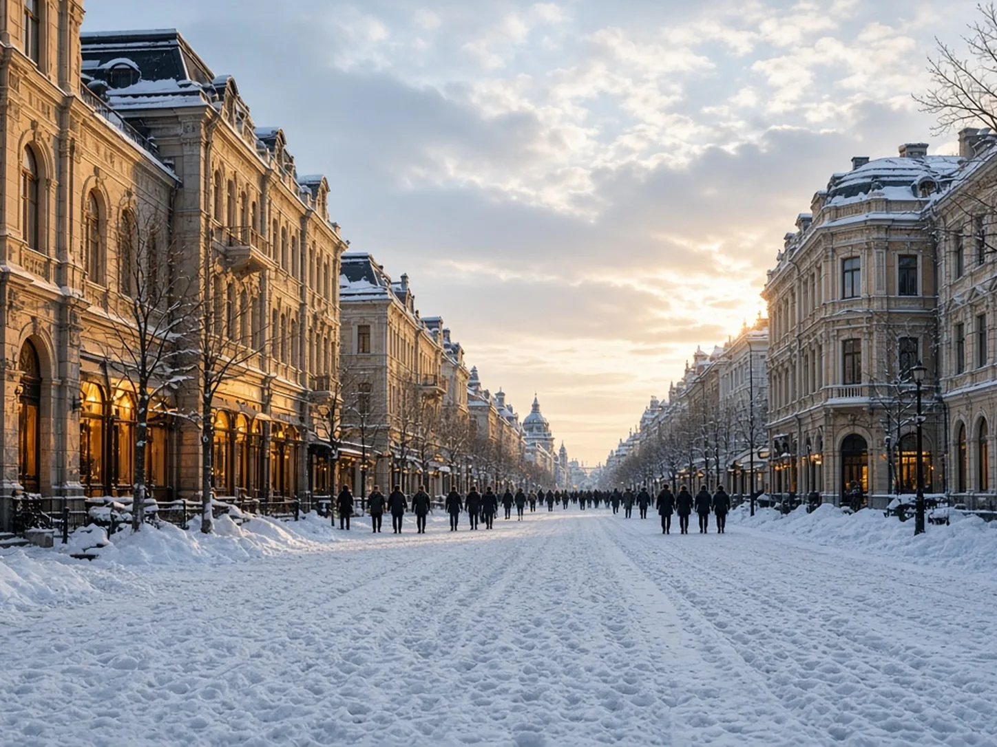 Snowy Harbin streetscape