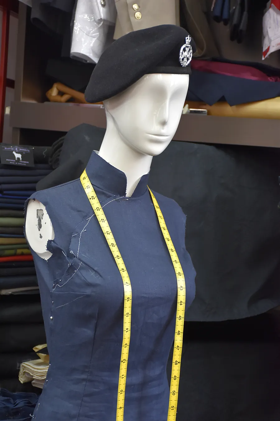 Cheongsam under construction at a tailor shop in Central, Hong Kong