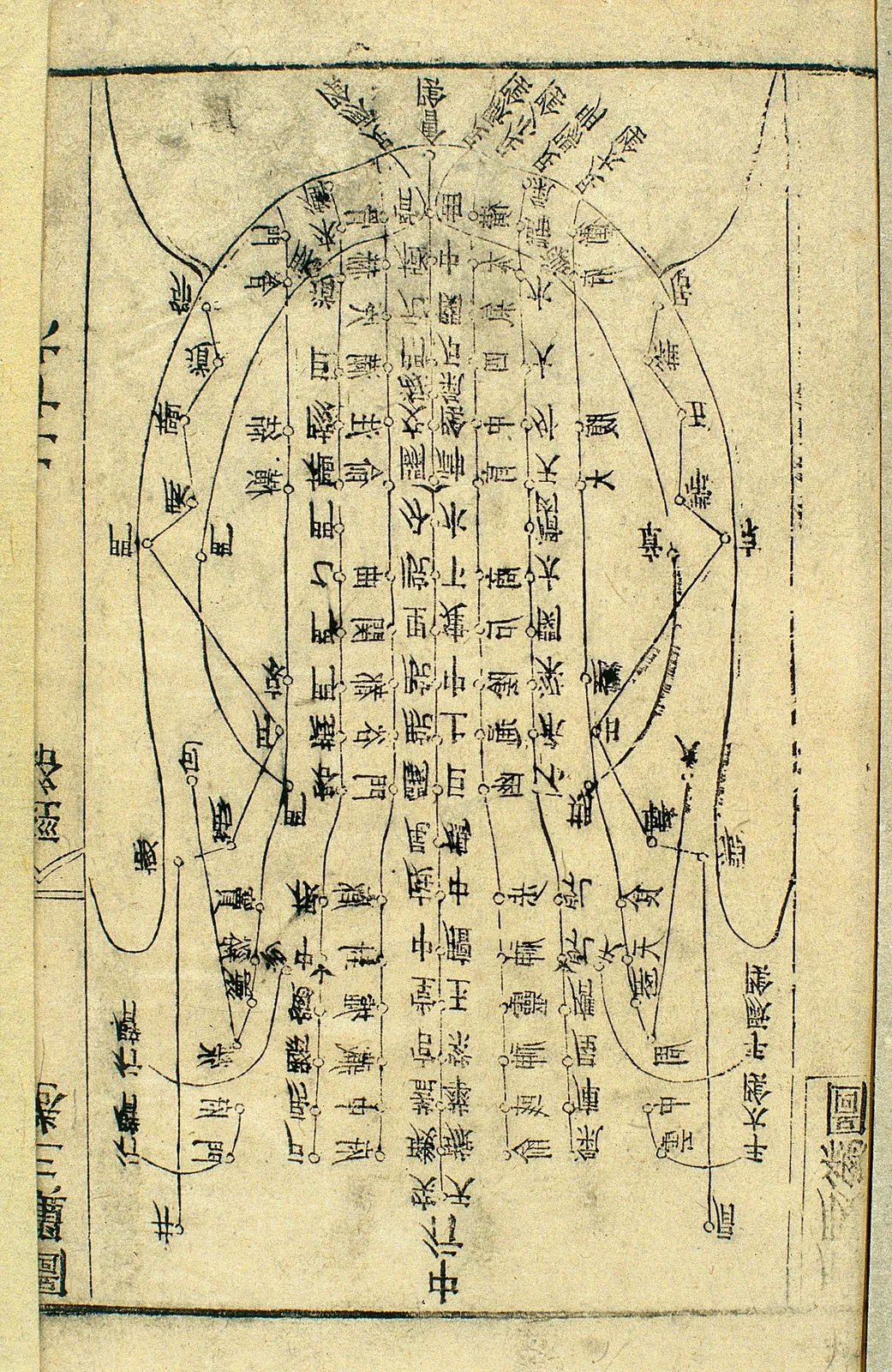 Acupuncture chart showing points on the human body