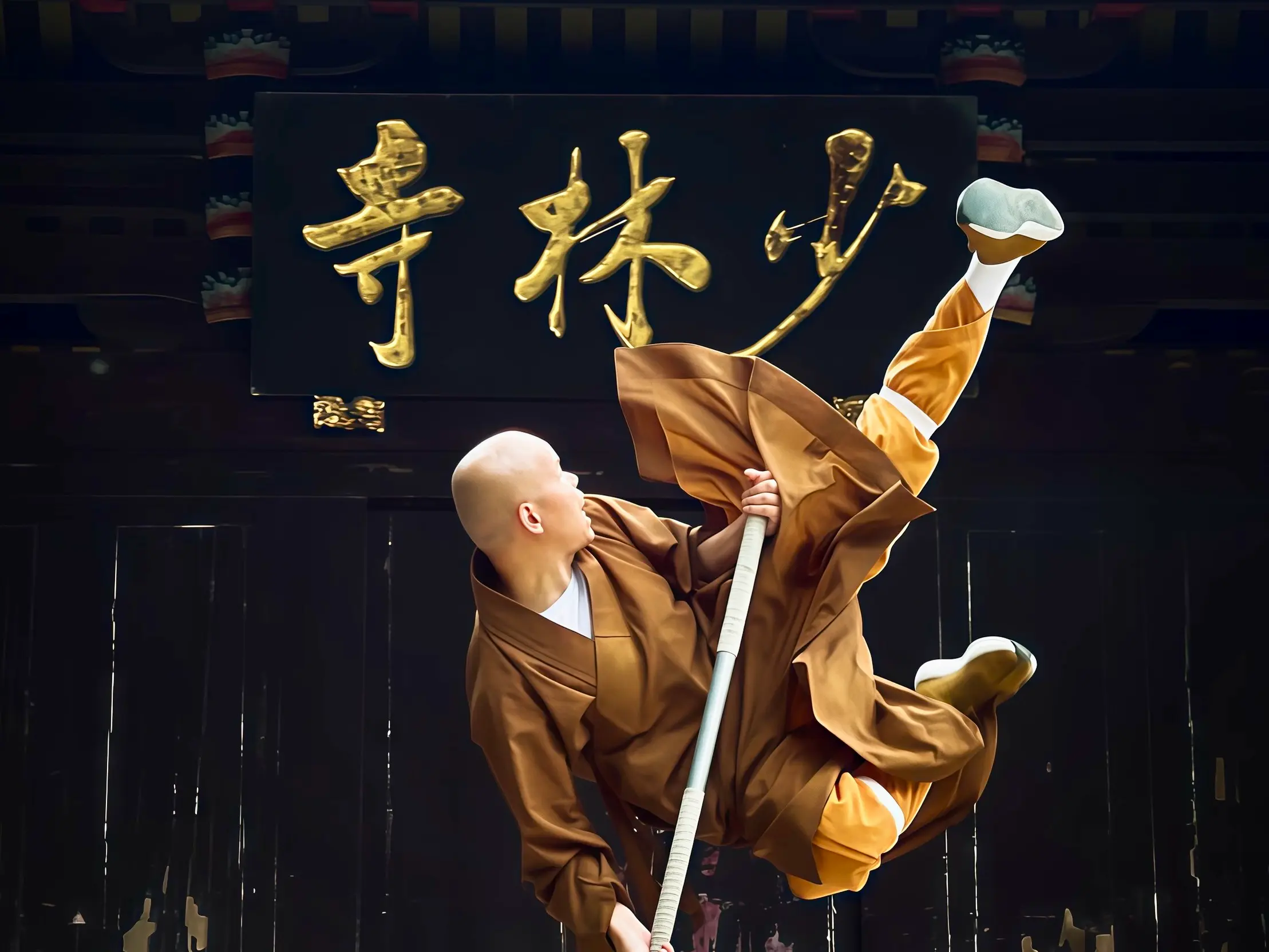 Contemporary kung-fu presentation in Foshan, Guangdong