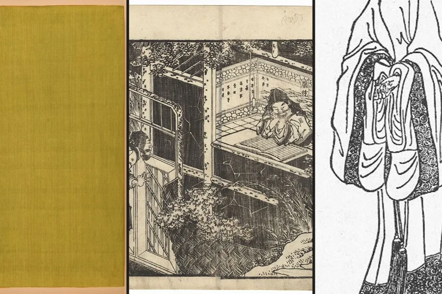 Editorial montage of Chinese book culture, illustrated fiction and modern writer Lu Xun