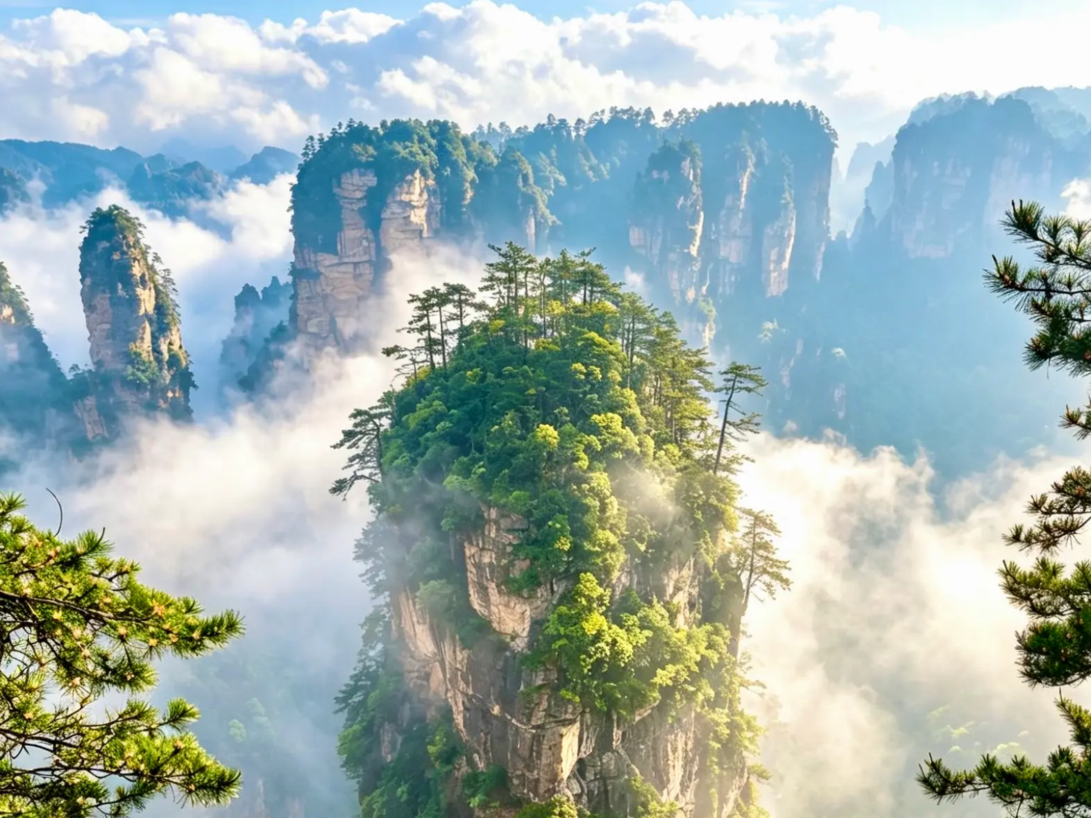 Sandstone pillars at Zhangjiajie National Forest Park