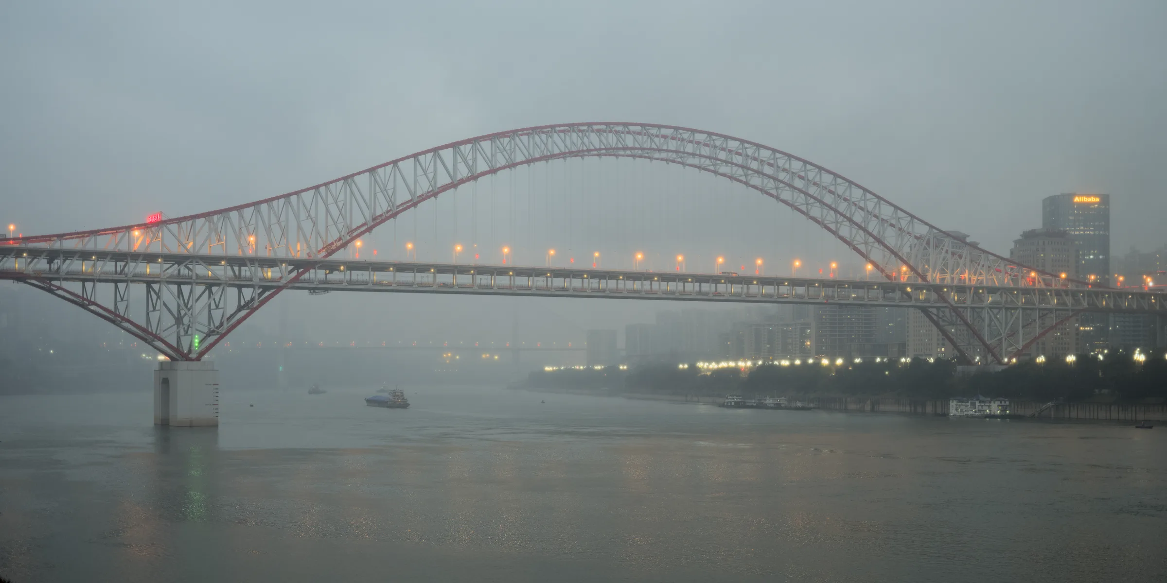 Chongqing Yangtze riverfront context at Chaotianmen Bridge